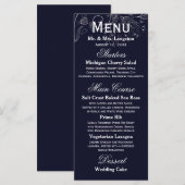 Blumenmuster Navy/White Tulip - Empfang Menu Menükarte (Vorne/Hinten)
