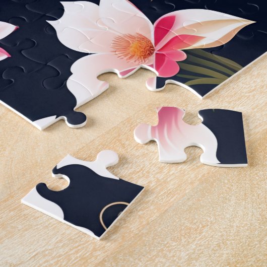 Blumenmuster Niedlich Weiß und Rosa Blume Puzzle (Seite)