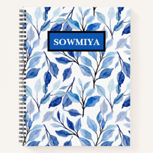 Blumenmuster-Notebook Blue Personalisiertes Notebo Notizblock