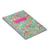 Blumenmuster-Notebook in Rosa und Orange Notizblock (Rechte Seite)