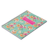 Blumenmuster-Notebook in Rosa und Orange Notizblock (Linke Seite)