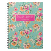 Blumenmuster-Notebook in Rosa und Orange Notizblock (Vorderseite)