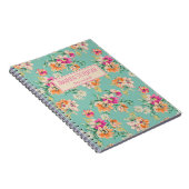 Blumenmuster-Notebook in Rosa und Orange Notizblock (Rechte Seite)