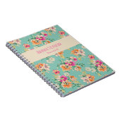 Blumenmuster-Notebook in Rosa und Orange Notizblock (Rechte Seite)