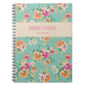 Blumenmuster-Notebook in Rosa und Orange Notizblock (Vorderseite)