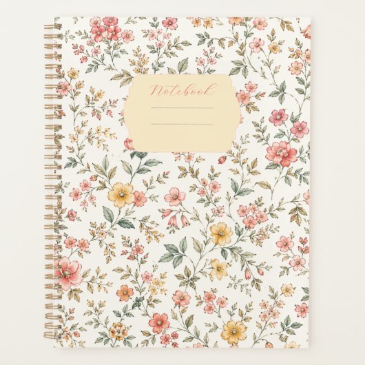 Blumenmuster Notizbuch Pastell Planer (Vorderseite)