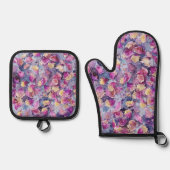 Blumenmuster  ofenhandschuh & Topflappen-Set (Vorderseite)
