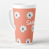 Blumenmuster Orange individuelle Name Milchtasse (Linke Ecke)