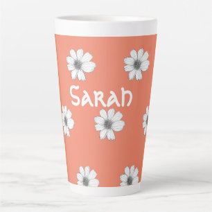 Blumenmuster Orange individuelle Name Milchtasse