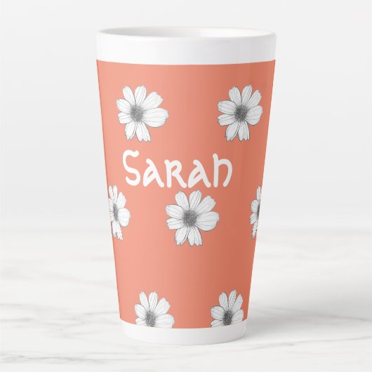 Blumenmuster Orange individuelle Name Milchtasse (Vorderseite)