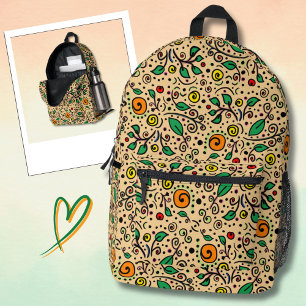 Blumenmuster orange Wirbelbeere auf Orange - Bedruckter Rucksack