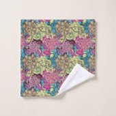 Blumenmuster Orchideen Rose Gelb Grün Lila Badhandtuch Set (Waschlappen)