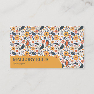 Blumenmuster Paisley Orange | Friseur Visitenkarte