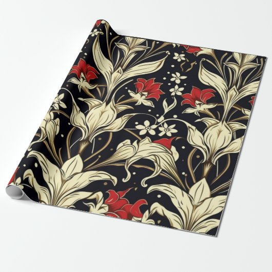 Blumenmuster-Papier im großen Maßstab Geschenkpapier (Ungerollt)