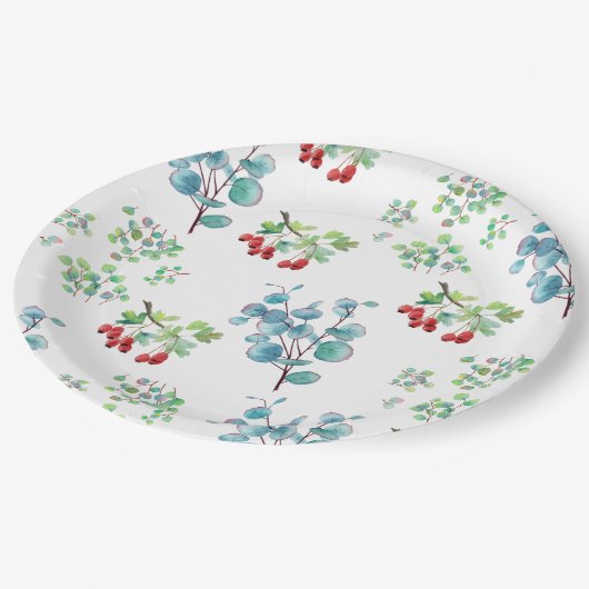 Blumenmuster-Papierteller Pappteller (Schrägansicht)