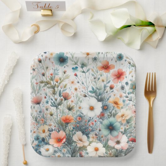 Blumenmuster-Papierteller Pappteller (Hochzeit)