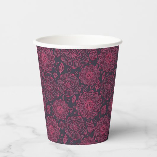 Blumenmuster Pappbecher (Vorderseite)