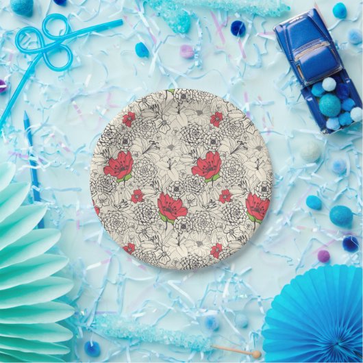 Blumenmuster Pappteller (Party)