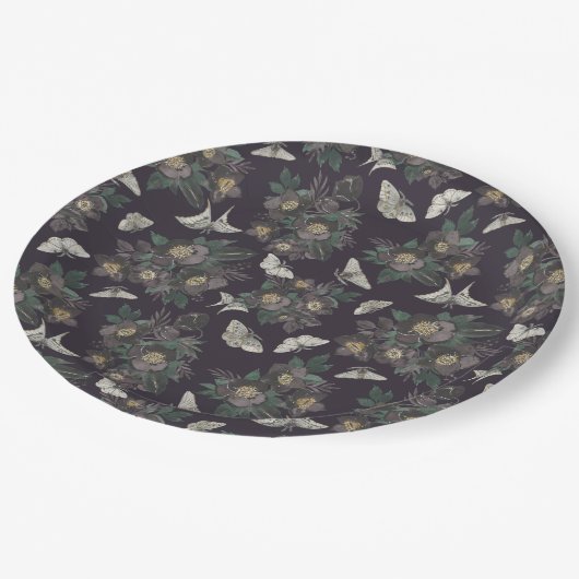 Blumenmuster Pappteller (Schrägansicht)