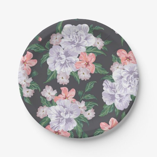 Blumenmuster Pappteller (Vorderseite)