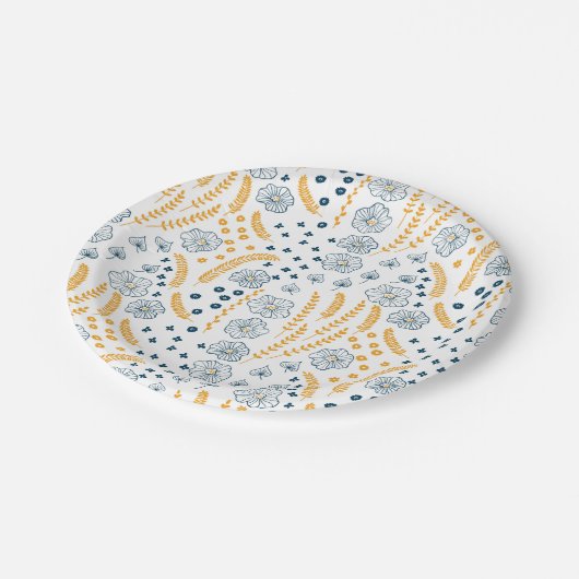 Blumenmuster Pappteller (Schrägansicht)
