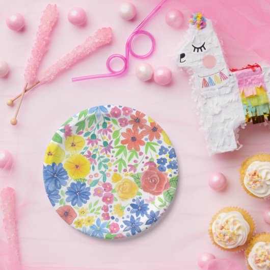 Blumenmuster Pappteller (Party)