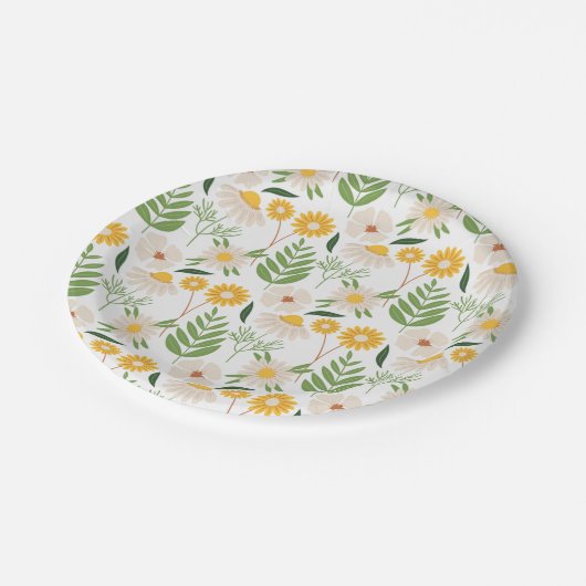 Blumenmuster Pappteller (Schrägansicht)