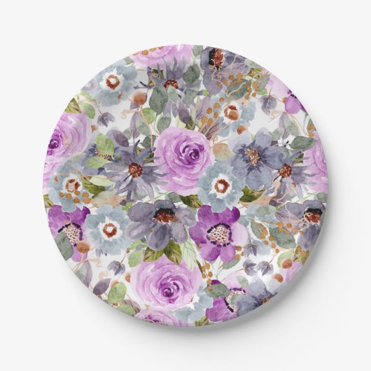 Blumenmuster Pappteller (Vorderseite)