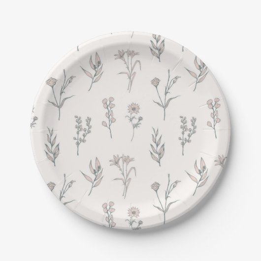 Blumenmuster Pappteller (Vorderseite)