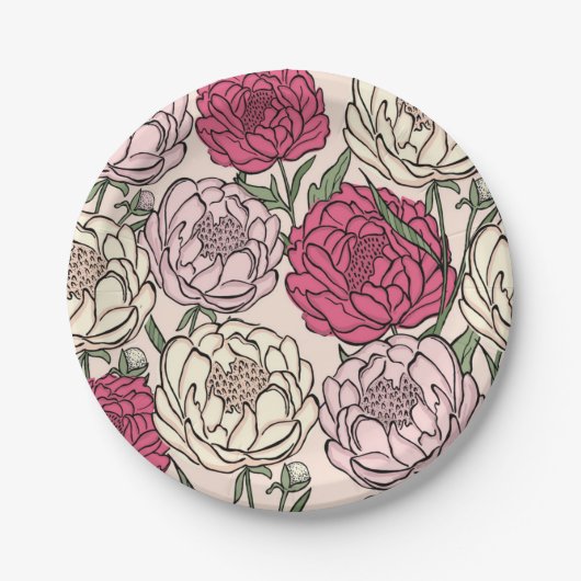 Blumenmuster Pappteller (Vorderseite)