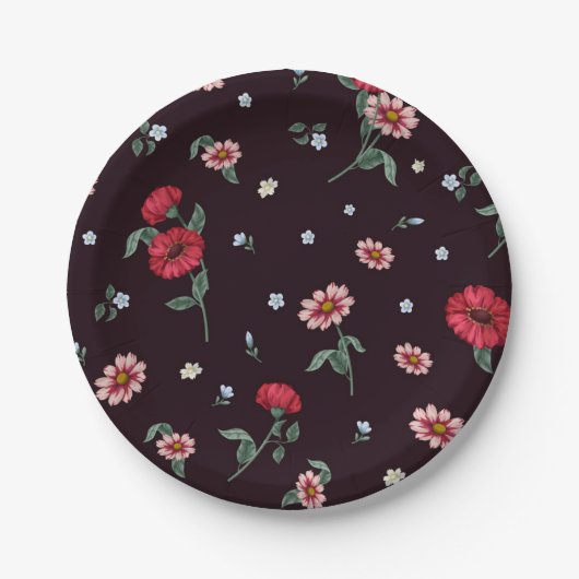 Blumenmuster Pappteller (Vorderseite)
