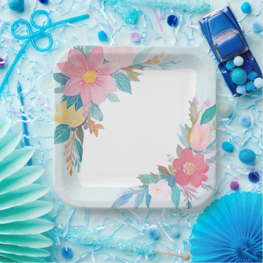 Blumenmuster Pappteller (Party)