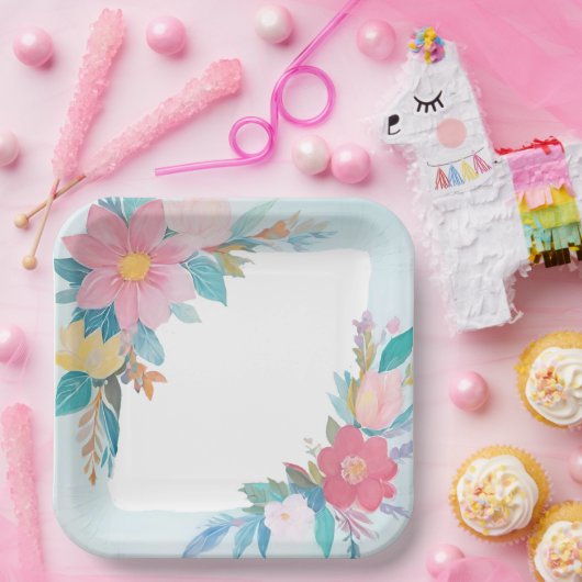 Blumenmuster Pappteller (Party)