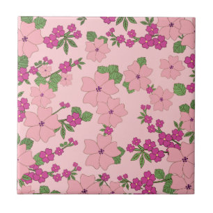 Blumenmuster, pastellviolett und rosa, fliese