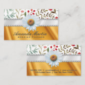 Blumenmuster | Perlen und Goldseidendraperie Visitenkarte (Vorne/Hinten)