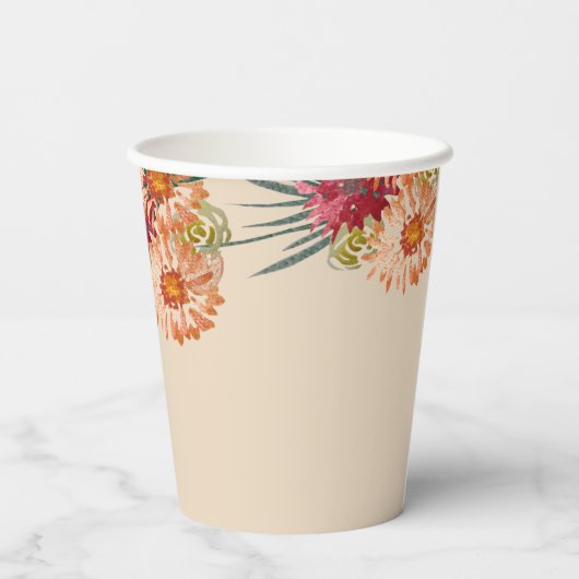 Blumenmuster-Pfirsichdusche Skript Pappbecher (Rückseite)