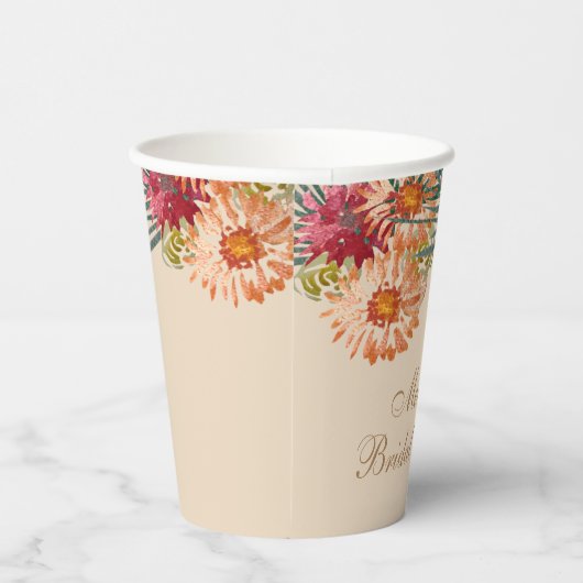 Blumenmuster-Pfirsichdusche Skript Pappbecher (Rechts)