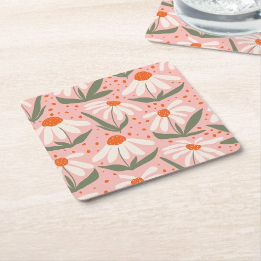 Blumenmuster Pink Daisy Design Rechteckiger Pappuntersetzer (angewinkelt)