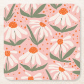 Blumenmuster Pink Daisy Design Rechteckiger Pappuntersetzer (Vorderseite)