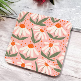 Blumenmuster Pink Daisy Design Rechteckiger Pappuntersetzer