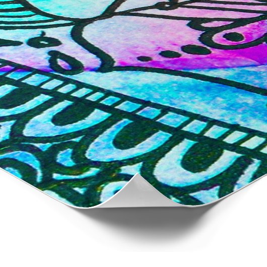 Blumenmuster Pink und Aqua Poster (Ecke)