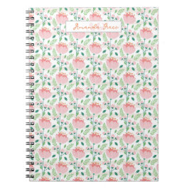 Blumenmuster-Planer in Rosa und Orange Notizblock