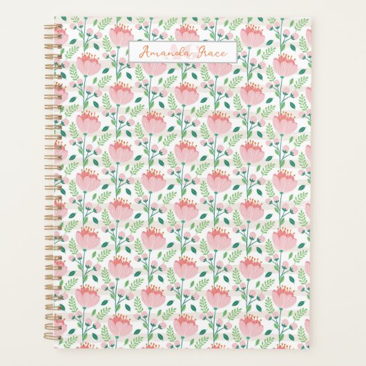 Blumenmuster-Planer in rosa und orange Planer (Vorderseite)