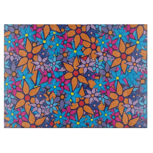 Blumenmuster-Pop Art #4 Schneidebrett (Vorderseite)