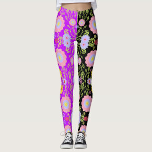 Blumenmuster Pop Art Malerei Bi-Color Nahtloses Mu Leggings
