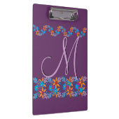 Blumenmuster Pop Art Monogram Klemmbrett (Rechts)