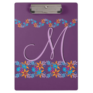 Blumenmuster Pop Art Monogram Klemmbrett