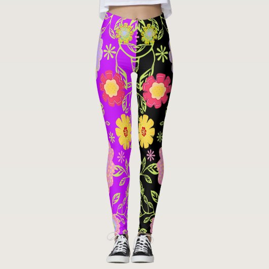 Blumenmuster Pop Art Painting Bi Colour Muster Leggings (Vorderseite)