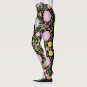 Blumenmuster Pop Kunstmalerei Nahtloses Muster Leggings (Links)