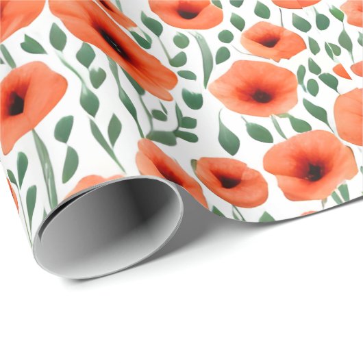 Blumenmuster Poppy-Blume Geschenkpapier (Rolleneckpunkt)